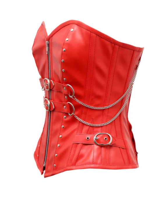 Cates Overbust Corset In Red Sheep Nappa Leather