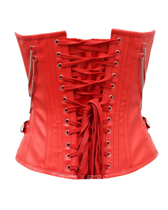 Cates Overbust Corset In Red Sheep Nappa Leather