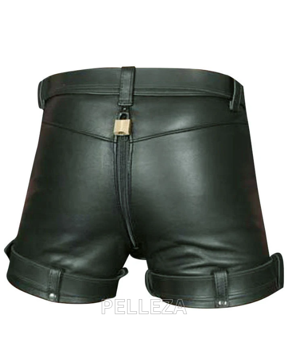 Men’s Leather Restraints Chastity Shorts – Secure & Stylish