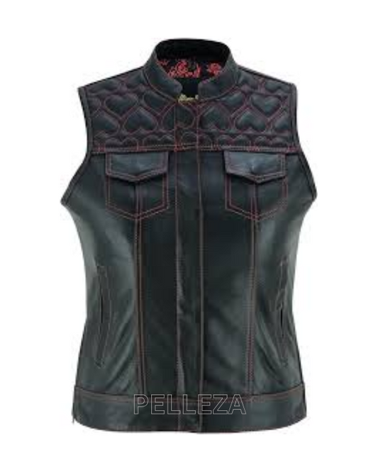 Women’s Side Lace Braided Leather Vest