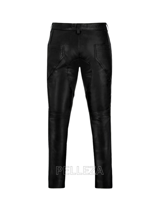 Men's Foxhill Straight Black Leather Pants