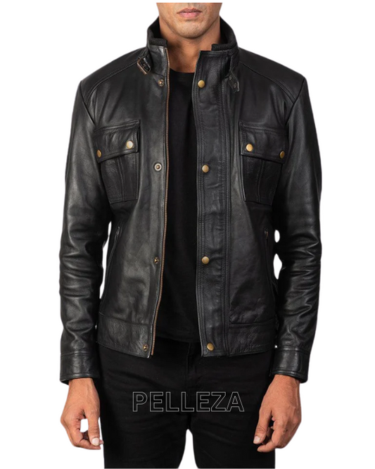 Men's Cowhide Charles Black Leather Jacket