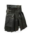 Men's Black Leather Kilt