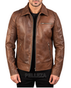 Men’s Brown Collared Leather Jacket