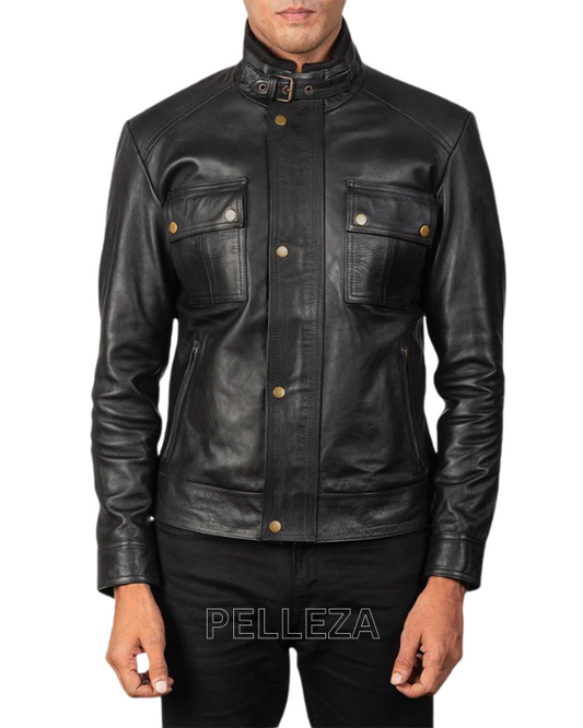 Men's Cowhide Charles Black Leather Jacket
