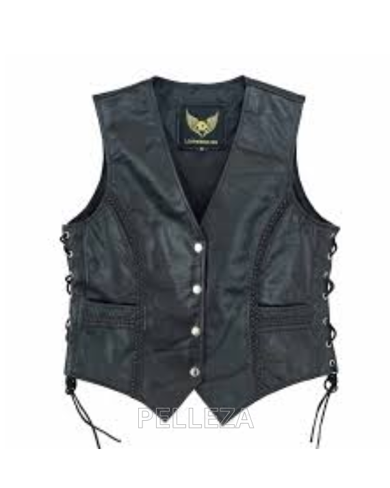 Women’s Side Lace Braided Leather Vest
