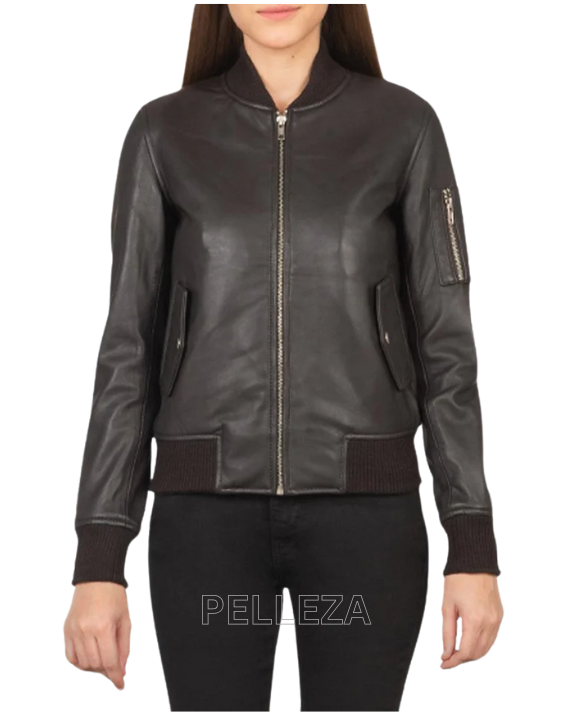Women's Frank Castle Bomber Black Leather Jacket