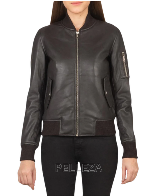 Women's Frank Castle Bomber Black Leather Jacket