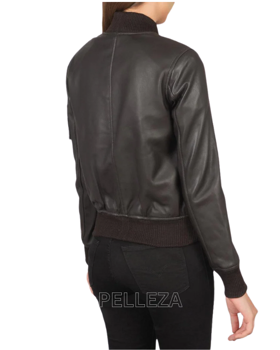 Women's Frank Castle Bomber Black Leather Jacket