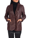 Maroon Leather Blazer