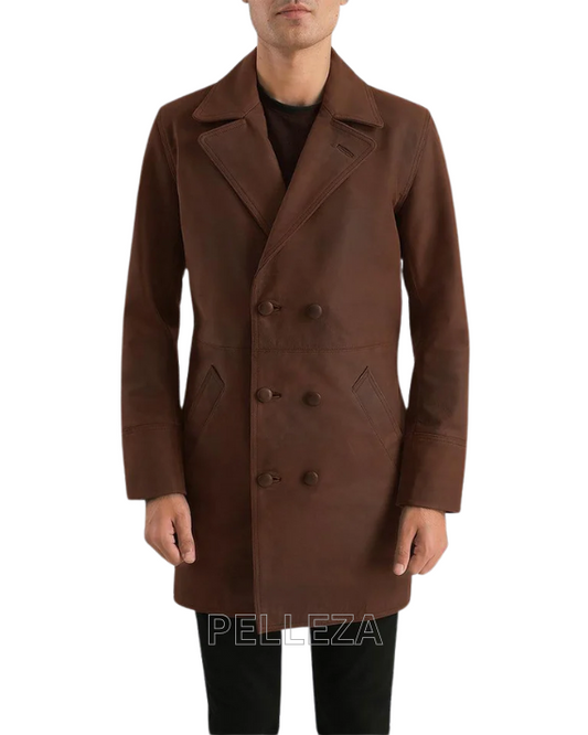 Classic Brown Leather Coat