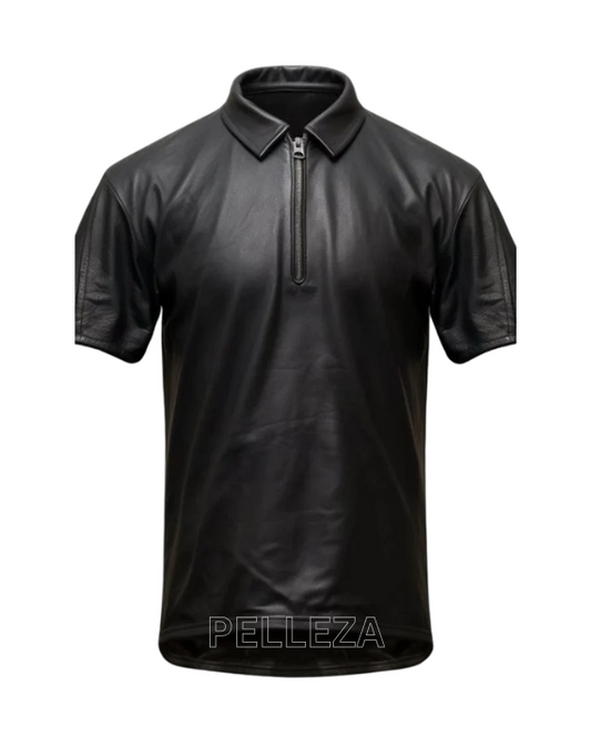 Men's Real Soft Black Leather Classic Casual Stylish Shirt