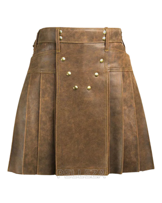 Classic Tan Pleated Kilt