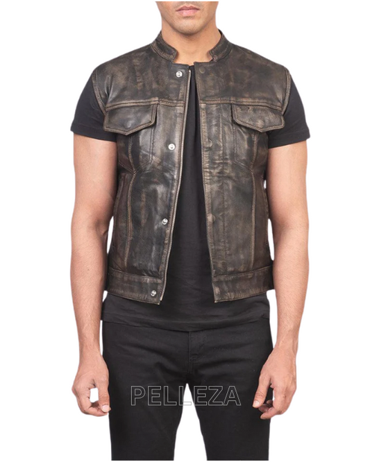 Atlast Distressed Leather Vest