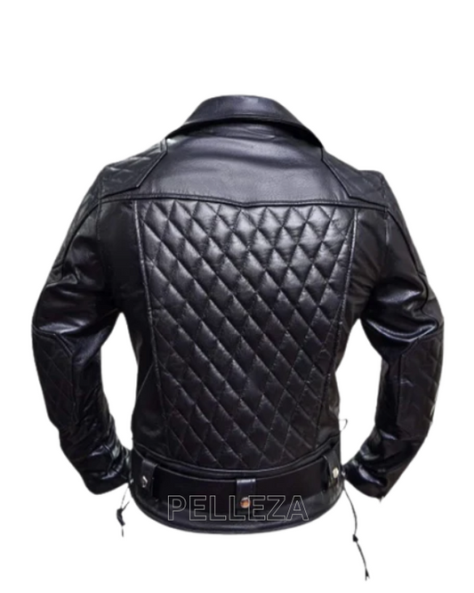 Men’s Biker Jacket With Welted Panels