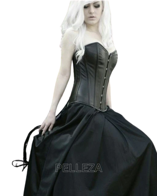 Classic overbust real leather steel-boned authentic heavy corset