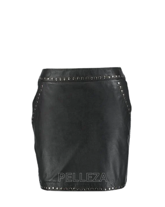 Lux Studded Genuine Leather Skirt