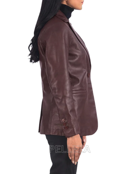 Maroon Leather Blazer
