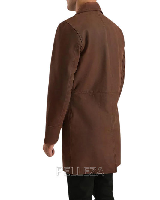 Classic Brown Leather Coat