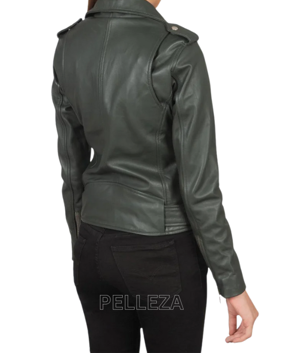 Women's Cardinal Black Leather Motercycle Jacket