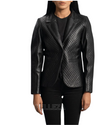Cora Quilted Black Leather Jacket For Women