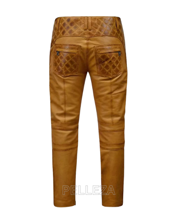 Bikers leather Waxed Pants for Men