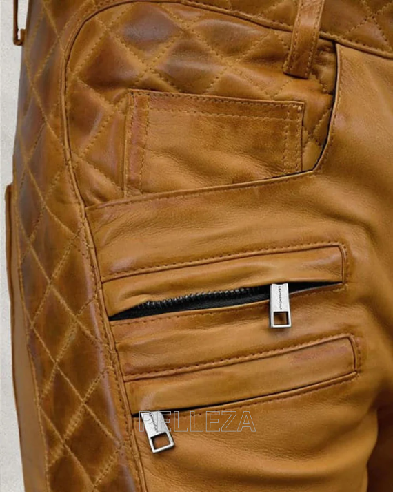 Bikers leather Waxed Pants for Men