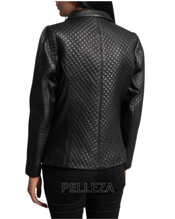 Cora Quilted Black Leather Jacket For Women