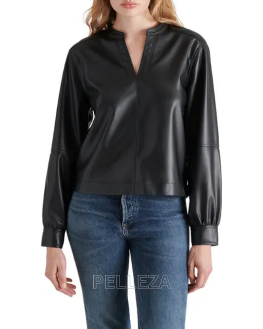 Jayna Faux Leather Top