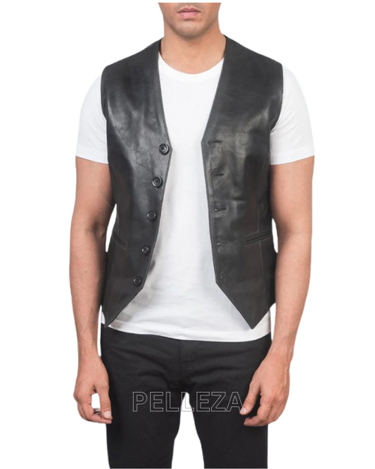 Black Leather Vest