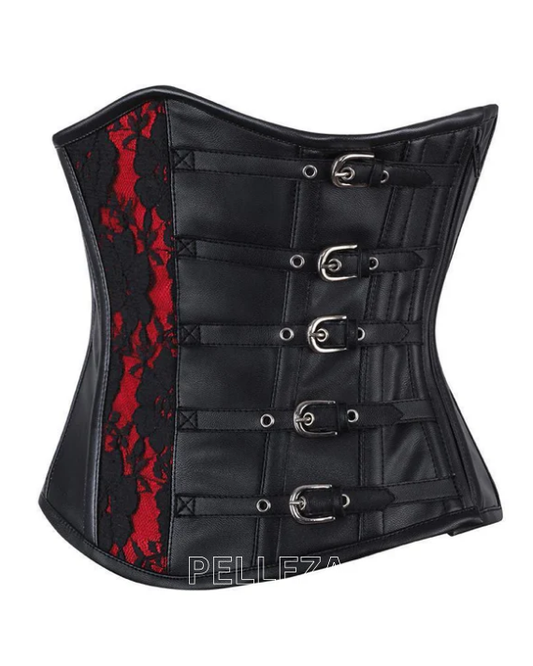 Sasha Genuine Leather Gothic Underbust Corset
