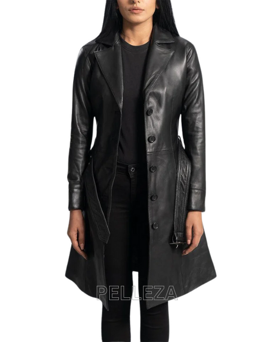 Black Leather Trench Coat