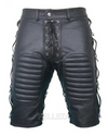 Black Biker Leather Shorts For Men