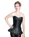 Exclusive long leather corset with frill