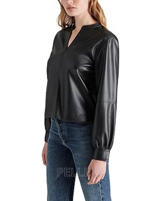 Jayna Faux Leather Top