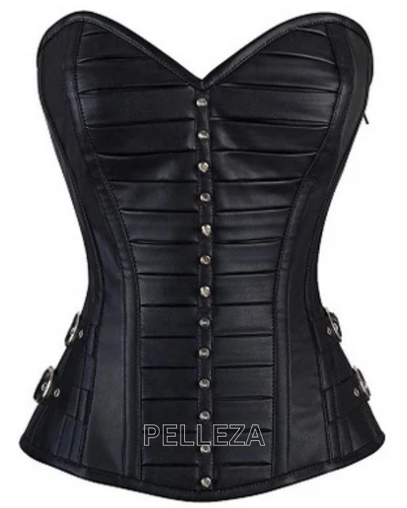 Andrews Black Corset with Strap and Faux Leather Pouch