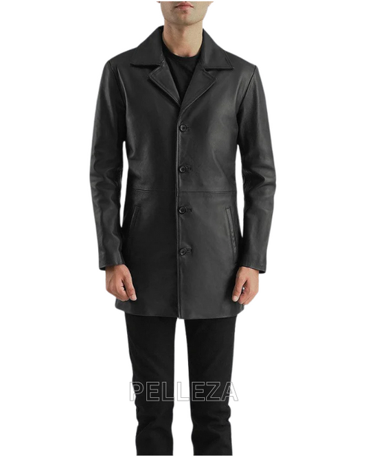 Urban Slate Black Leather Coat
