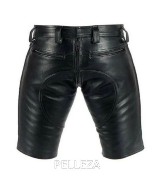 Double Button Style Leather Shorts For Men