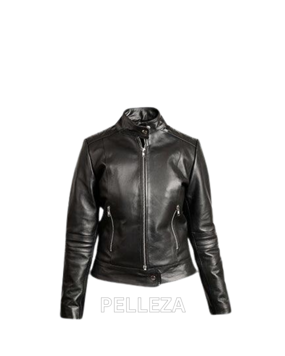Black Leather Biker Jacket For Women