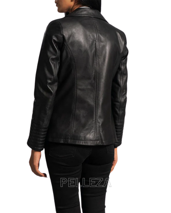 Black Pleated Quilted Blazer