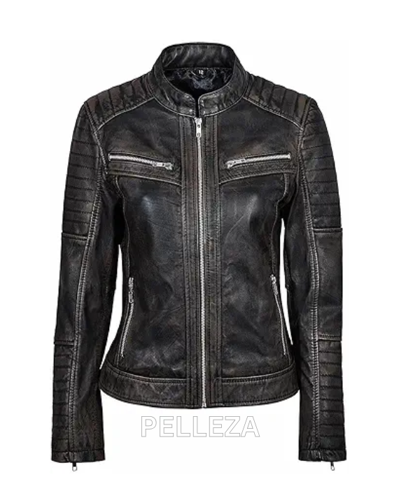 Rub Off Biker Style Lambskin Jacket – Edgy & Durable