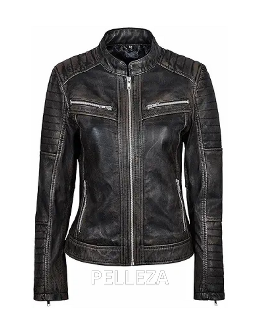 Rub Off Biker Style Lambskin Jacket – Edgy & Durable