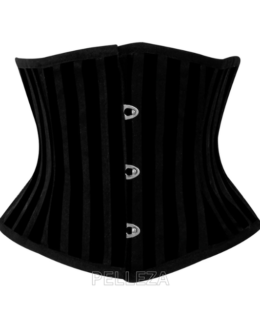 Heavy Duty Black Cotton Mini Cincher Mesh corset