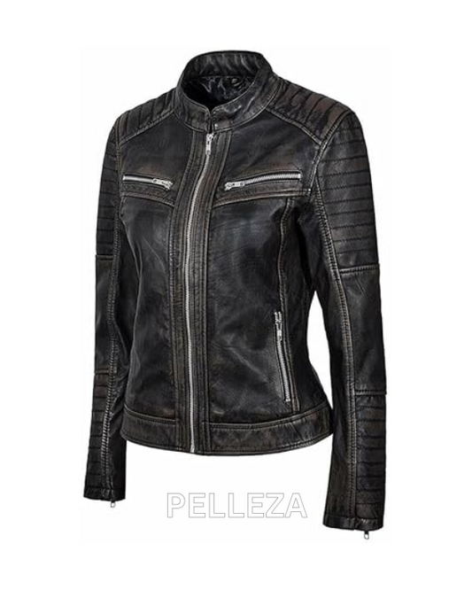Rub Off Biker Style Lambskin Jacket – Edgy & Durable