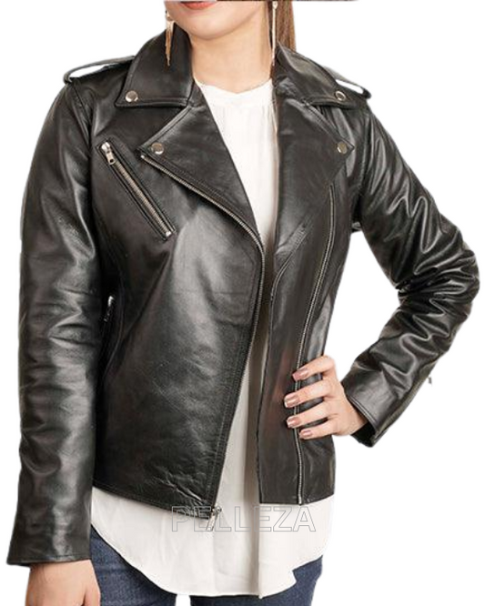K Classic Women Motorcycle Leather Jacket