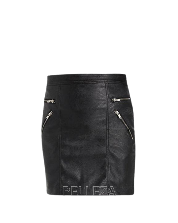 Lizzy Black Leather Skirt