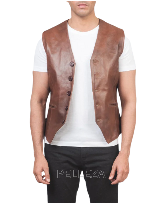 Classic Brown Leather Vest