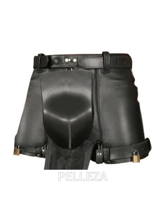 Men’s Leather Restraints Chastity Shorts – Secure & Stylish